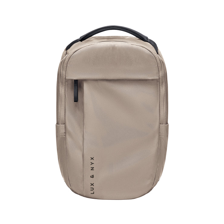 Lux & Nyx Purpose Backpack - 16" Laptop Backpack With Trolley Strap - Light Beige - Backpack Front View
