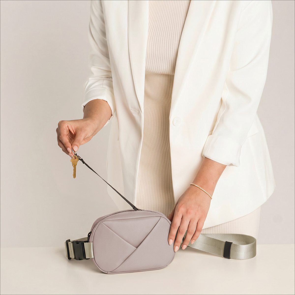 Lux & Nyx Origami Belt Bag and Sling Bag - Blush Champagne - Packed View