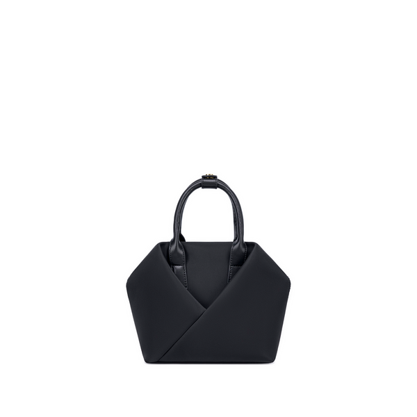 Black + Gold Hardware & Black + Silver Hardware handbag with a unique design.