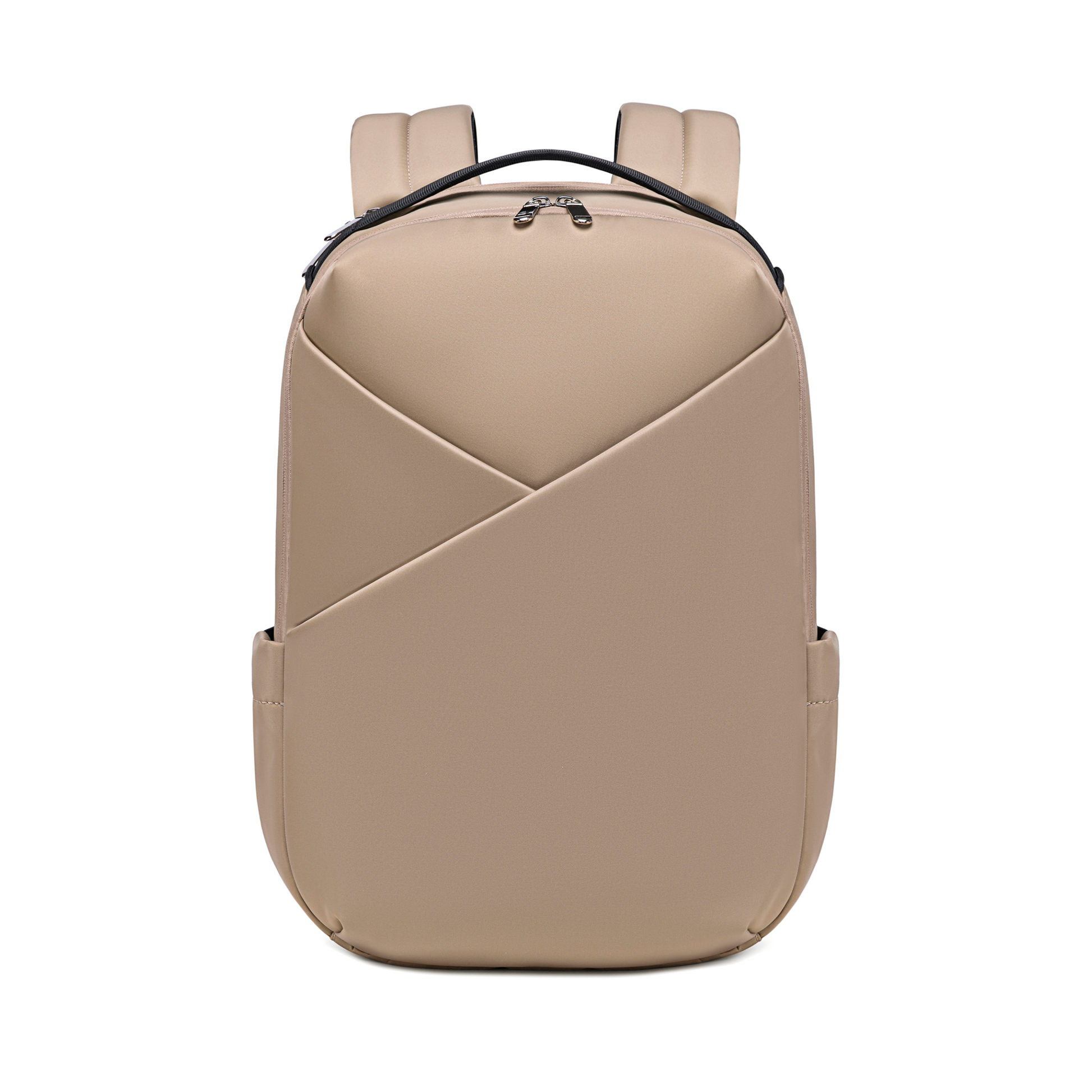 Lux & Nyx Origami Backpack - 16" Laptop Backpack With Trolley Strap - Champagne - Backpack Front View