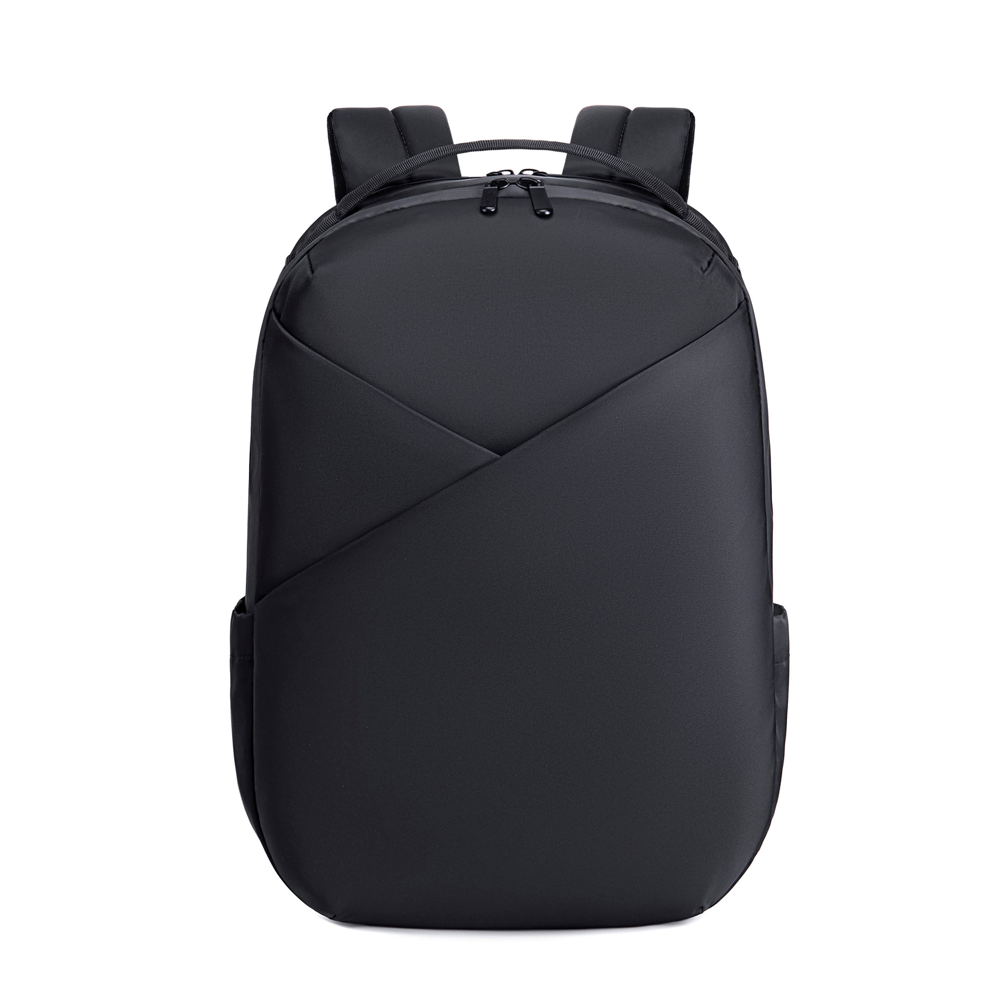 Lux & Nyx Origami Backpack - 16" Laptop Backpack With Trolley Strap - Black - Backpack Front View