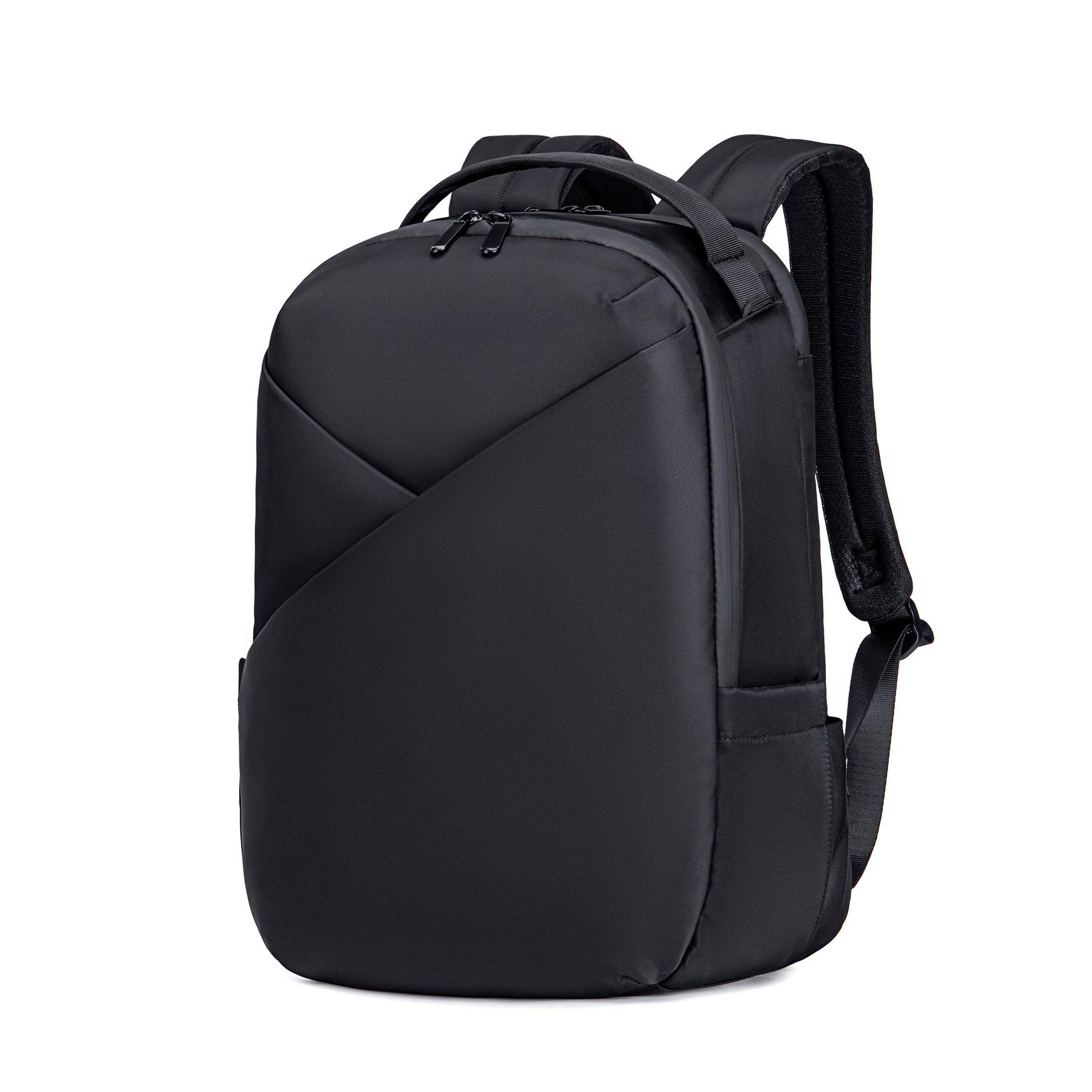 Lux & Nyx Origami Backpack - 16" Laptop Backpack With Trolley Strap - Black - Backpack Quarter View