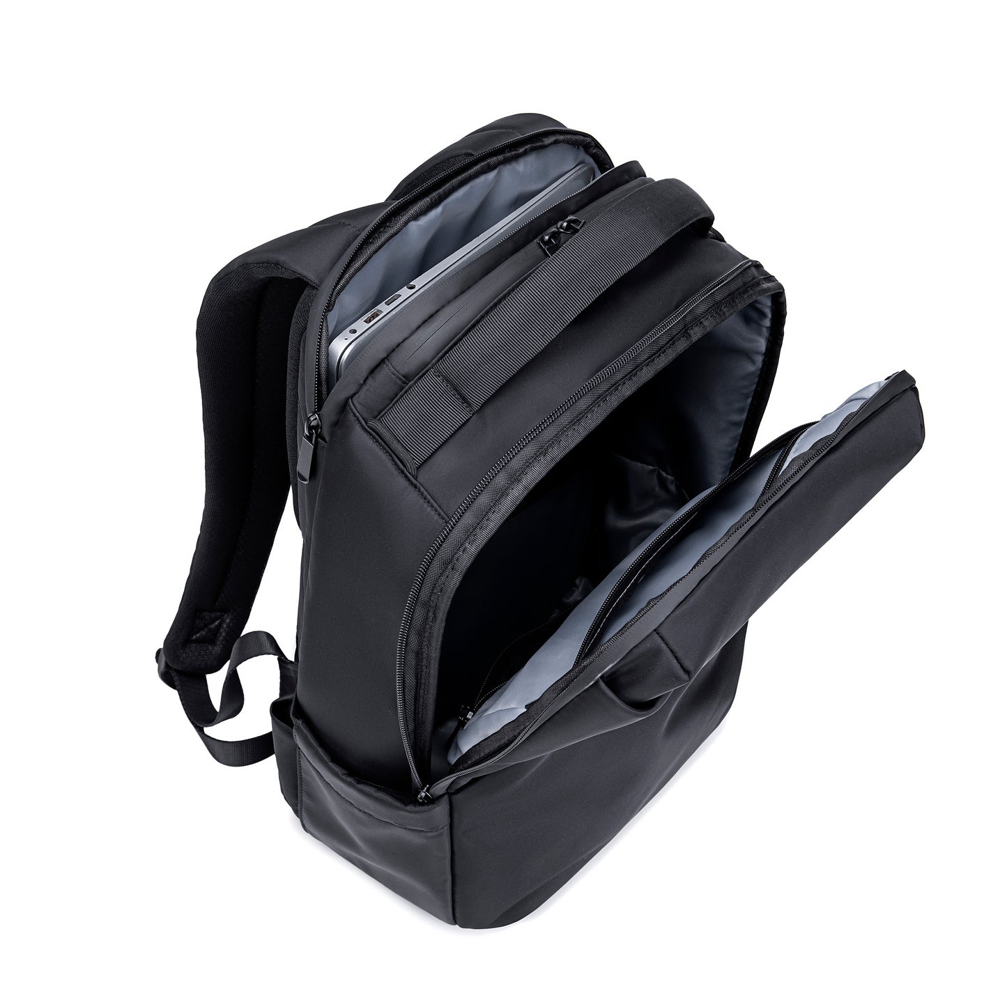 Lux & Nyx Origami Backpack - 16" Laptop Backpack With Trolley Strap - Black - Backpack Top View of Internal Compartments