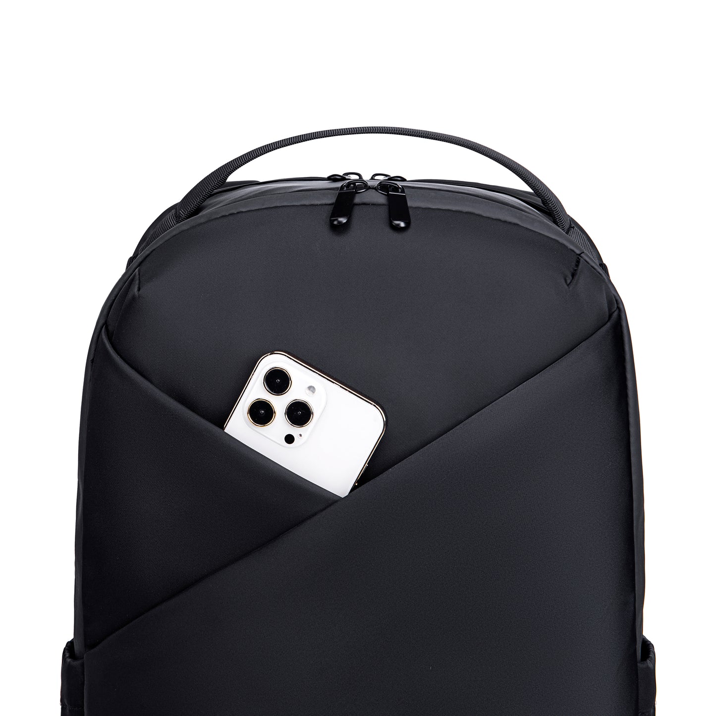 Lux & Nyx Origami Backpack - 16" Laptop Backpack With Trolley Strap - Black - Backpack With Cellphone Stored Inside The Hidden External Zipped Phone Pocket