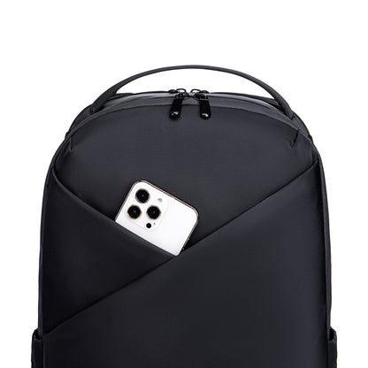 Lux & Nyx Origami Backpack - 16" Laptop Backpack With Trolley Strap - Black - Backpack With Cellphone Stored Inside The Hidden External Zipped Phone Pocket