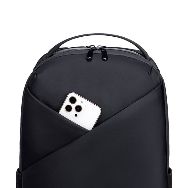 Lux & Nyx Origami Backpack - 16" Laptop Backpack With Trolley Strap - Black - Backpack With Cellphone Stored Inside The Hidden External Zipped Phone Pocket