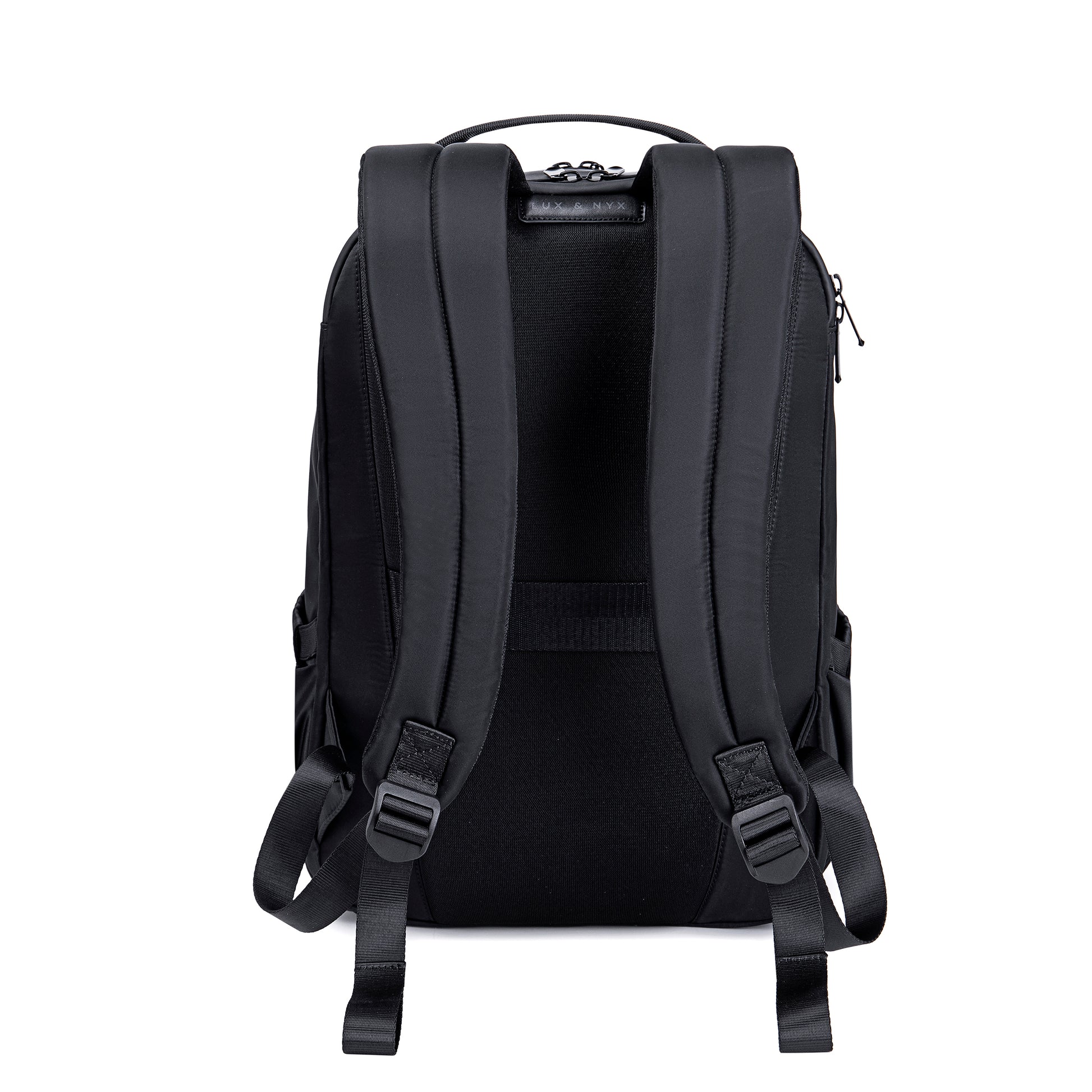 Lux & Nyx Origami Backpack - 16" Laptop Backpack With Trolley Strap - Black - Backpack Back View