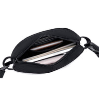 Lux & Nyx Origami Belt Bag and Sling Bag - Black - View Of Internal Compartments and Features with Bag Contents