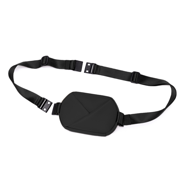 Black waist bag with a strap