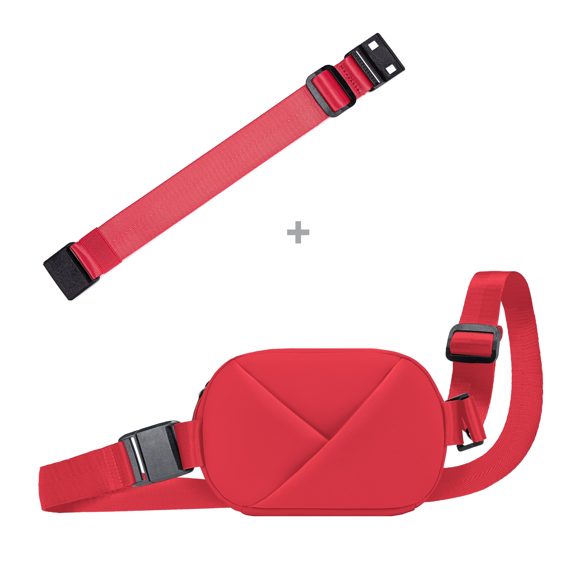 Cardinal Red waist bag with a strap.