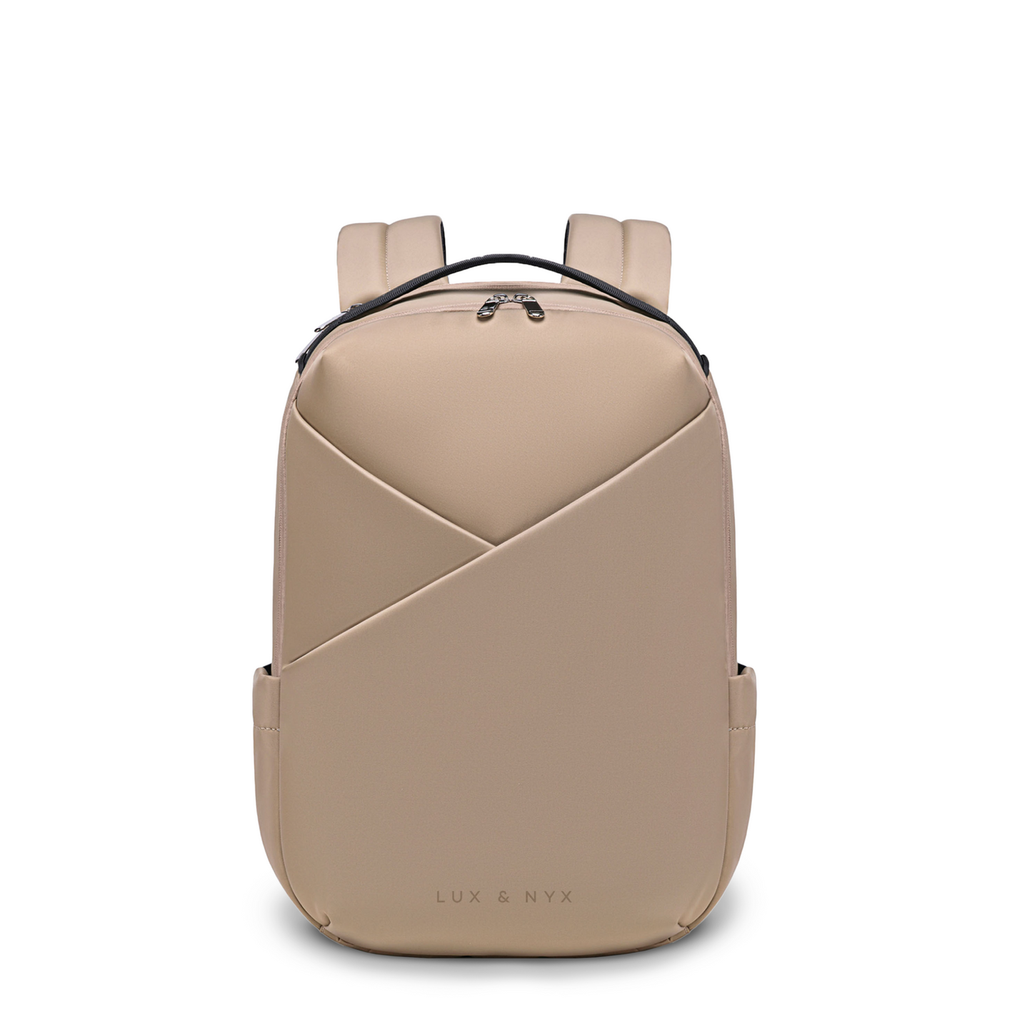 Lux & Nyx Origami Backpack - 16" Laptop Backpack With Trolley Strap - Champagne - Backpack Front View