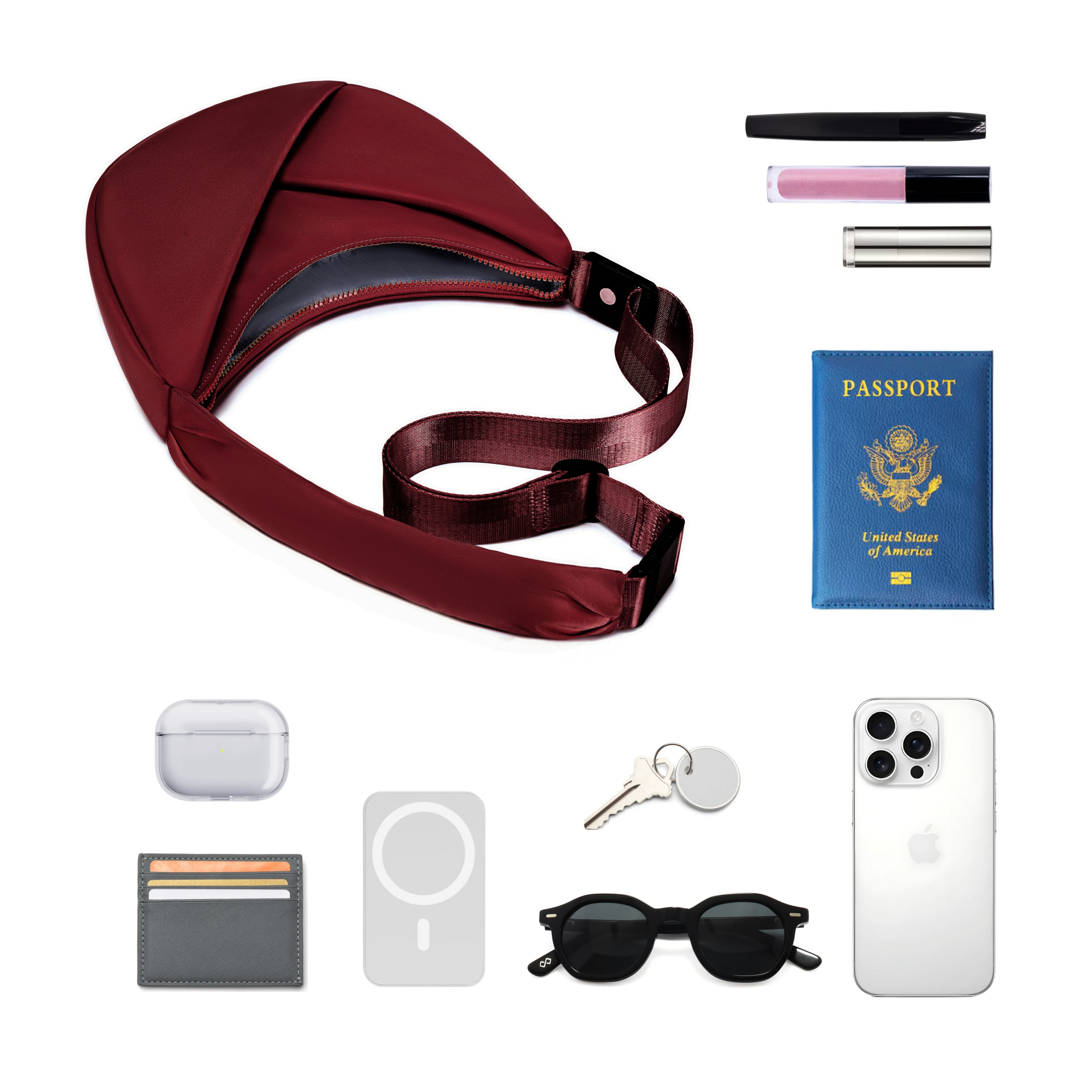 ORIGAMI CONVERTIBLE CRESCENT CROSSBODY HANDBAG