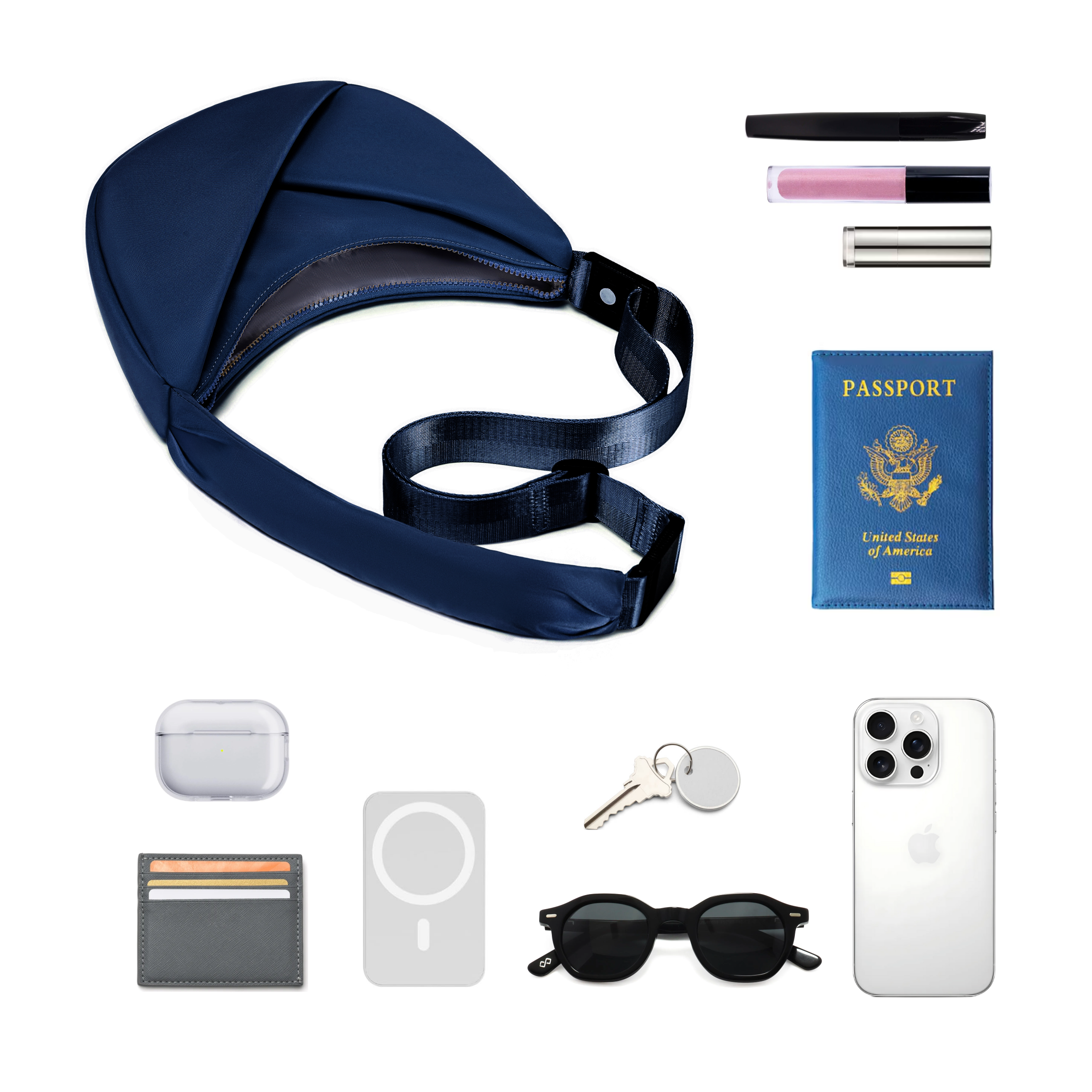 ORIGAMI CONVERTIBLE CRESCENT CROSSBODY HANDBAG