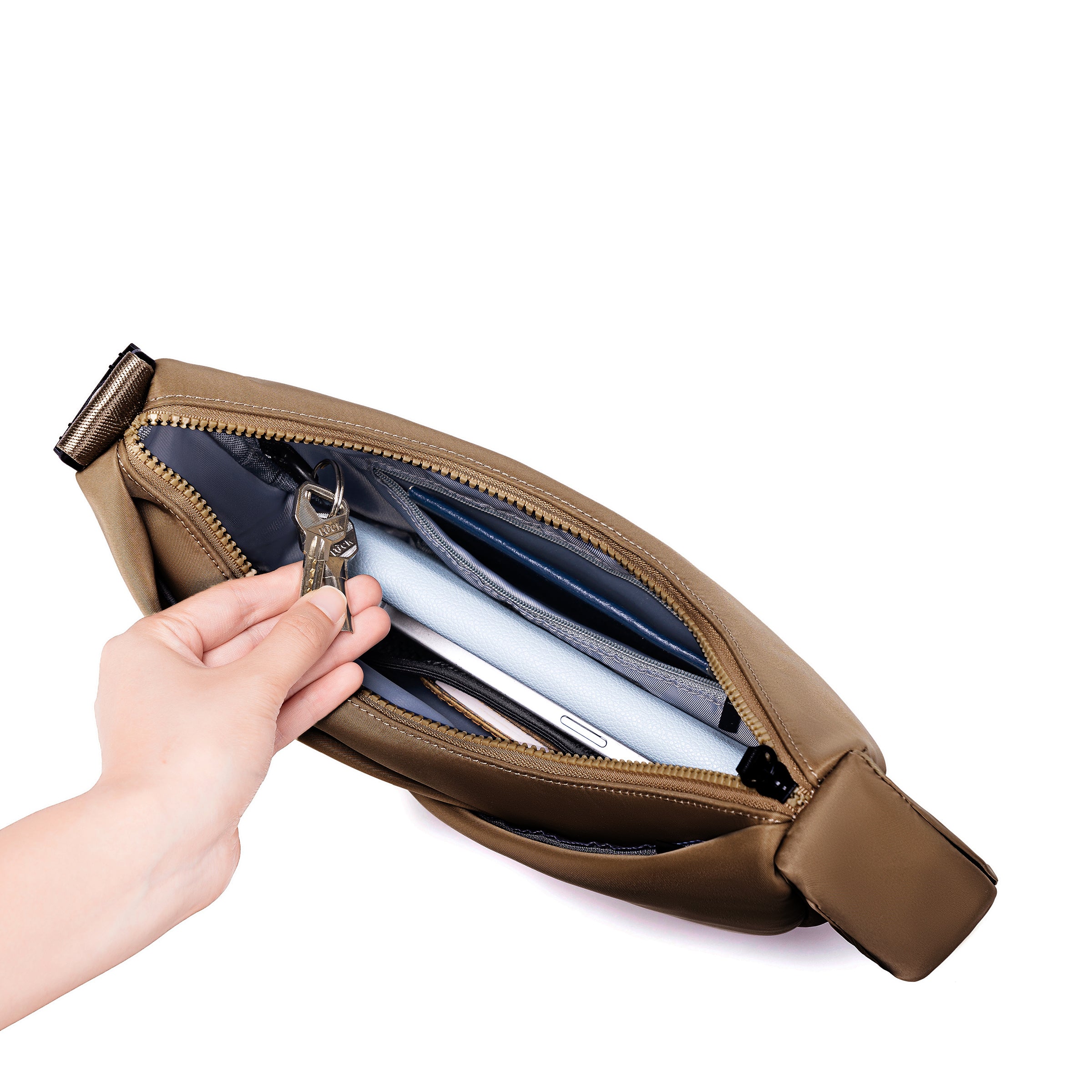 ORIGAMI CONVERTIBLE CRESCENT CROSSBODY HANDBAG