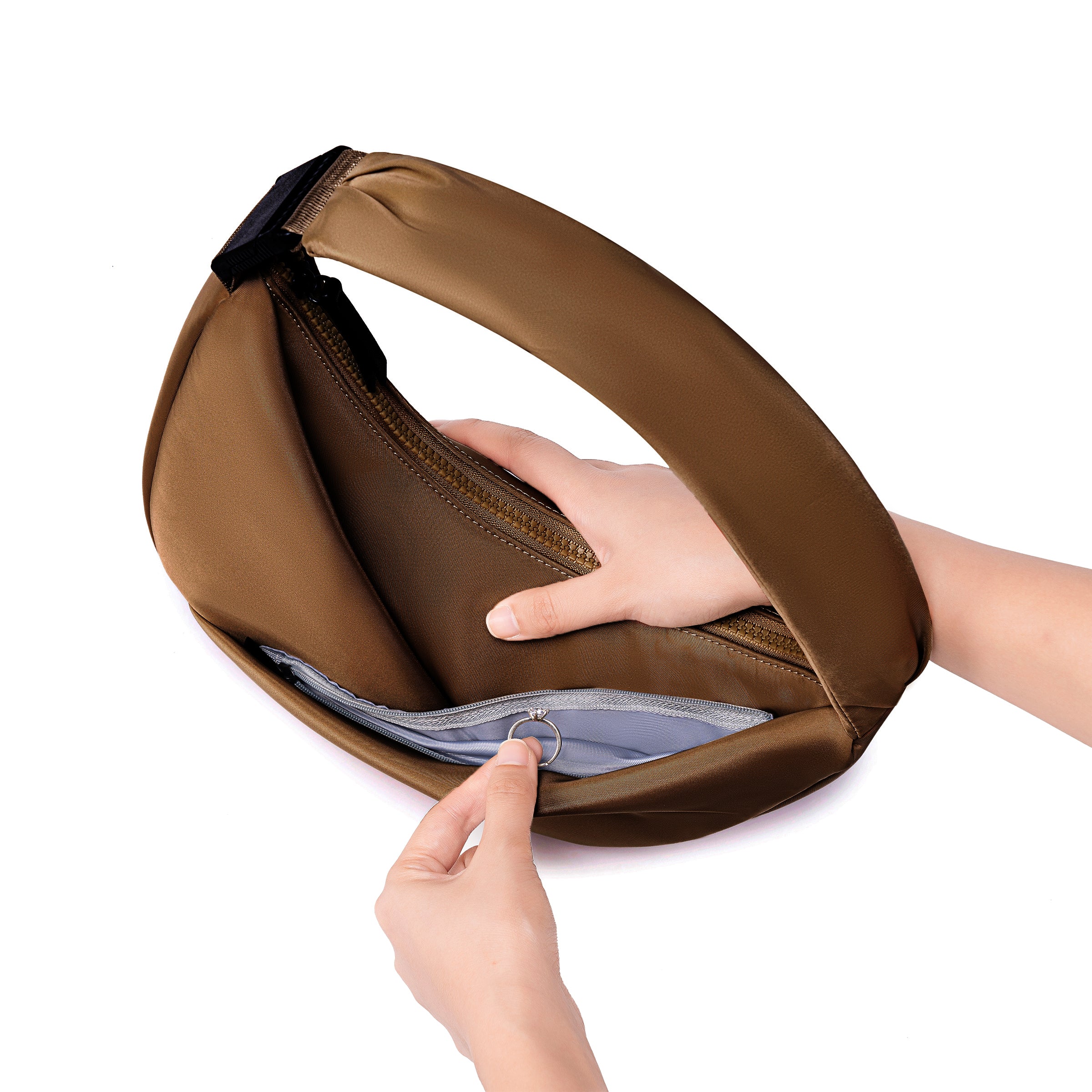 ORIGAMI CONVERTIBLE CRESCENT CROSSBODY HANDBAG