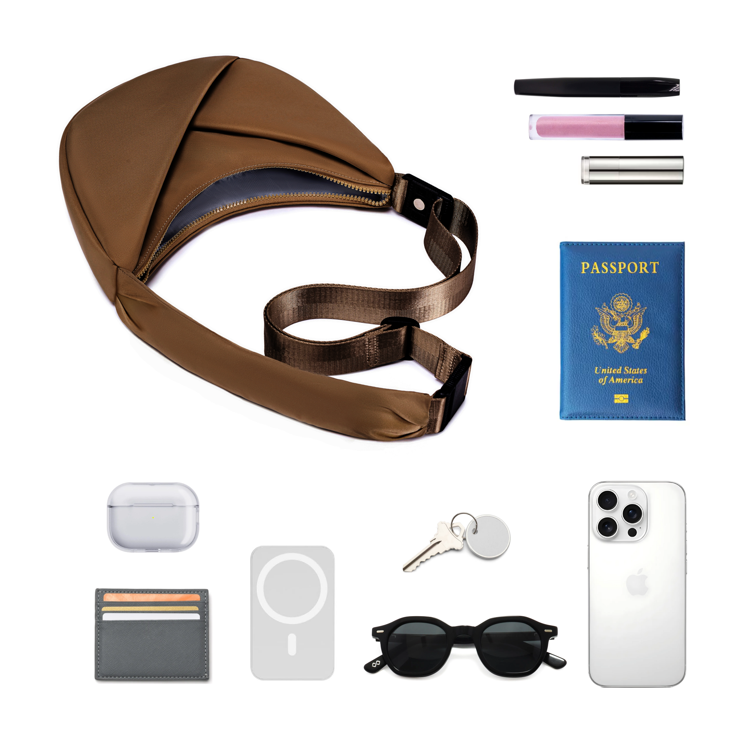 ORIGAMI CONVERTIBLE CRESCENT CROSSBODY HANDBAG