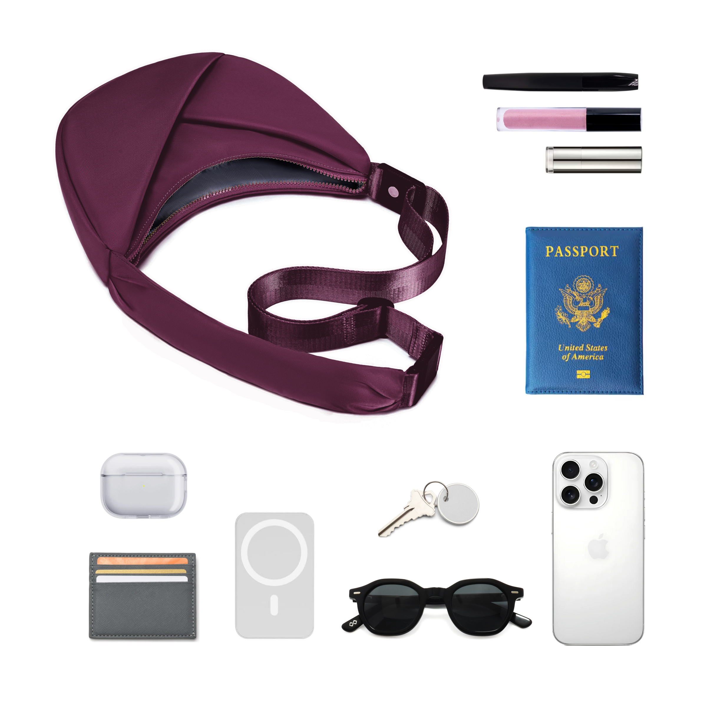 ORIGAMI CONVERTIBLE CRESCENT CROSSBODY HANDBAG