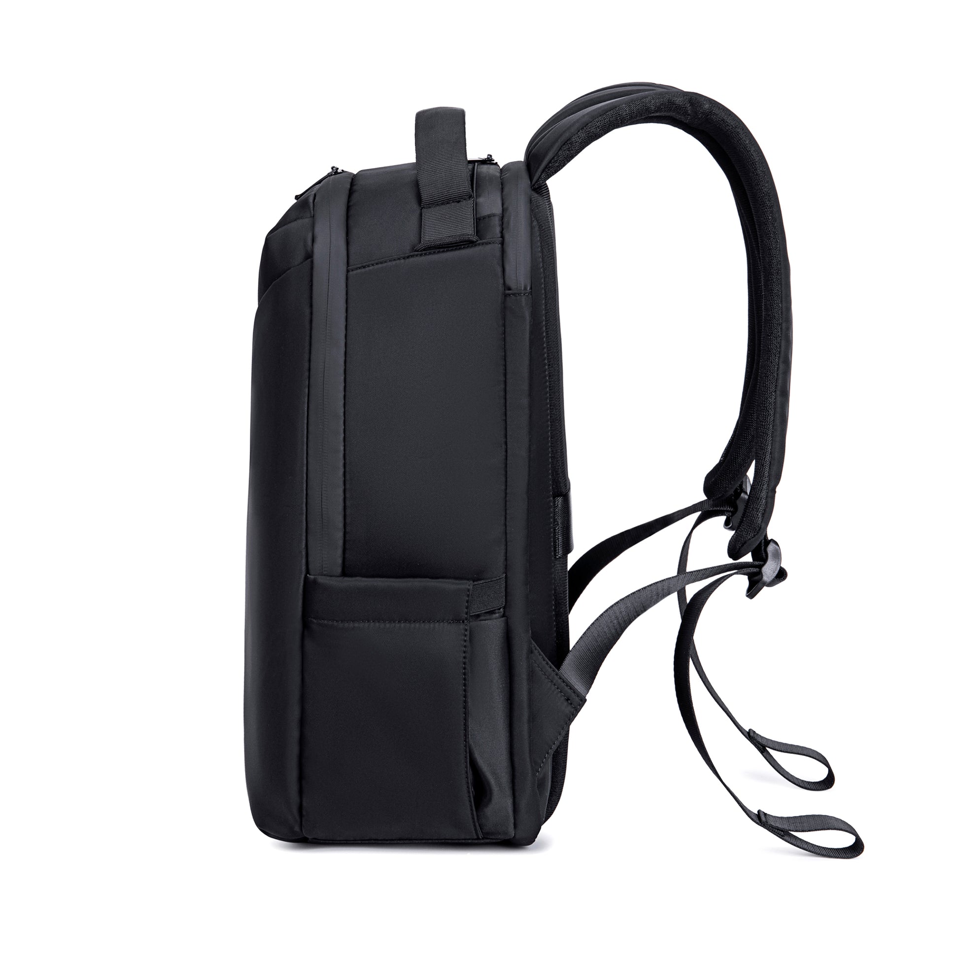 Lux & Nyx Origami Backpack - 16" Laptop Backpack With Trolley Strap - Black - Backpack Side View