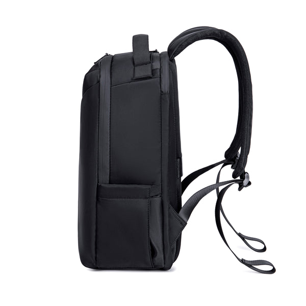 Lux & Nyx Origami Backpack - 16" Laptop Backpack With Trolley Strap - Black - Backpack Side View