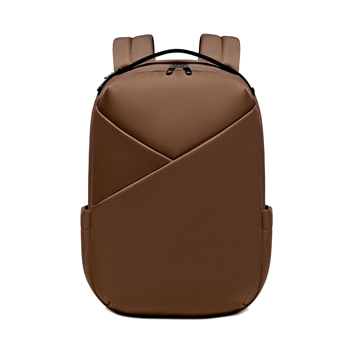 Sepia backpack with 'Lux & Nyx' branding  - Front view
