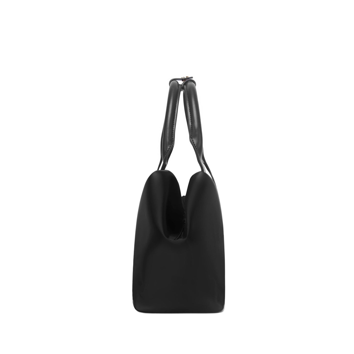 Black + Gold Hardware  MID ORIGAMI TOTE ULTRA MATTE with a geometric design with side view image