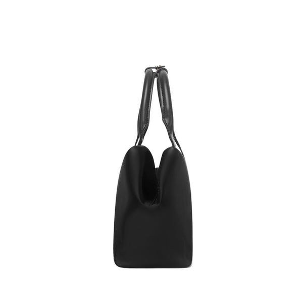 Black + Gold Hardware  MID ORIGAMI TOTE ULTRA MATTE with a geometric design with side view image