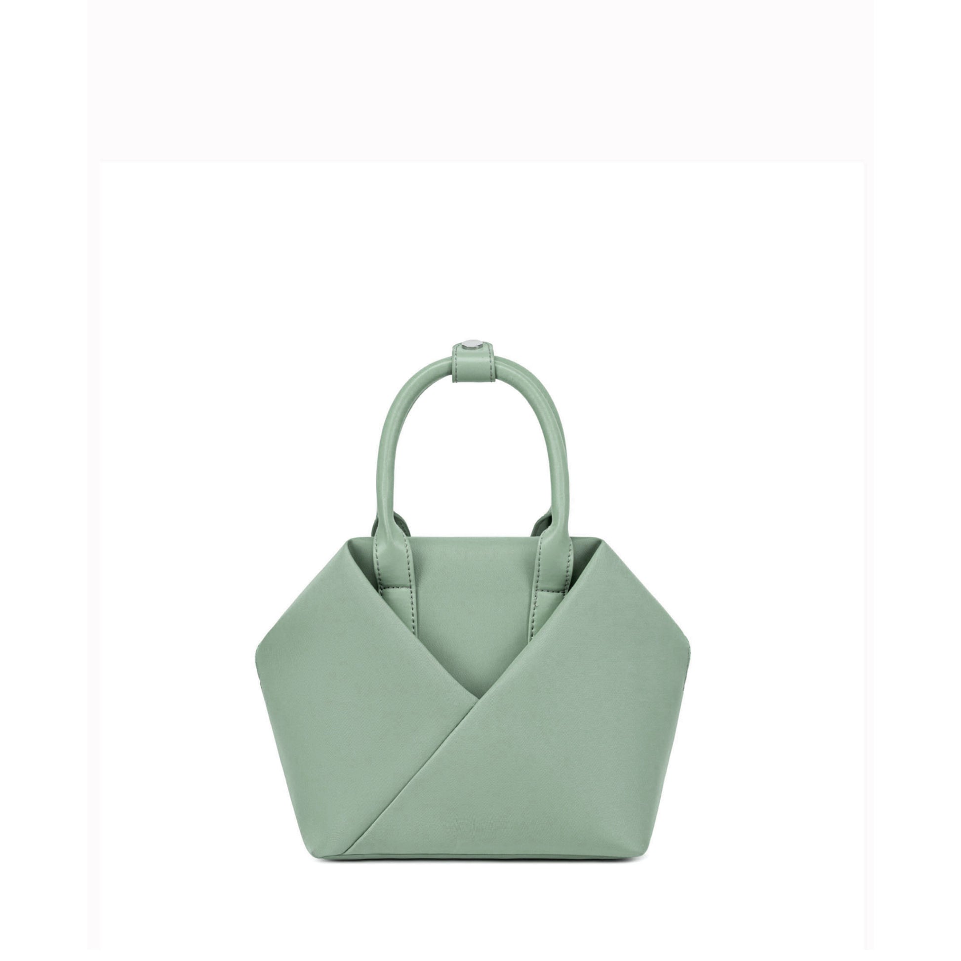 Sage Green handbag with a unique geometric - Front View.