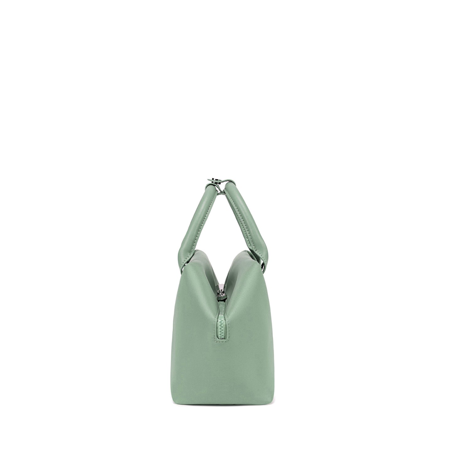 Sage Green handbag with a unique geometric - Side View.