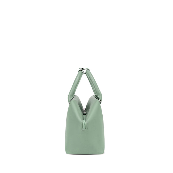 Sage Green handbag with a unique geometric - Side View.