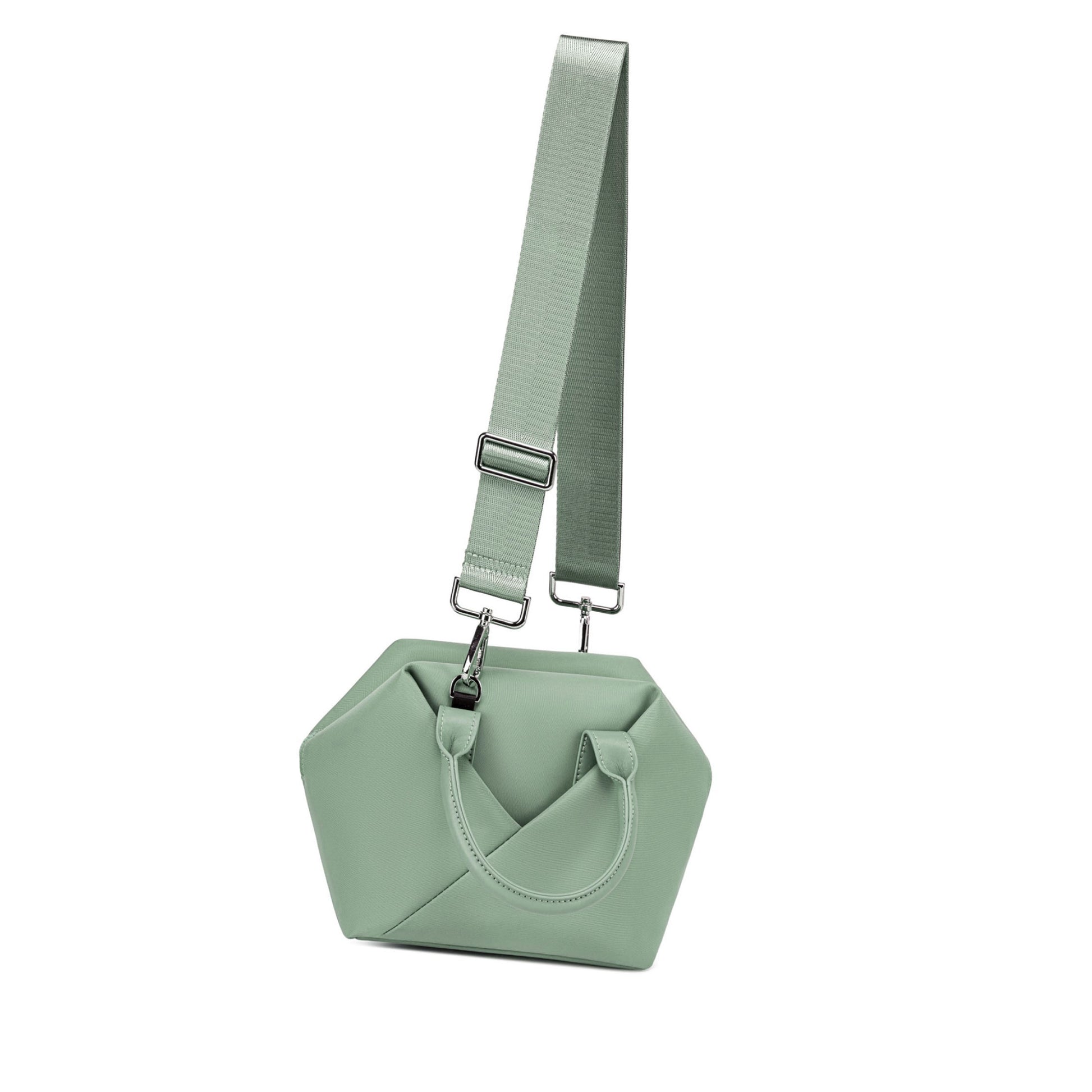 Sage Green handbag with a strap.