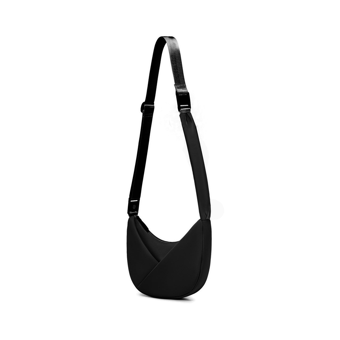 Black shoulder bag on a white background