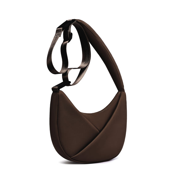 Espresso shoulder bag on a white background