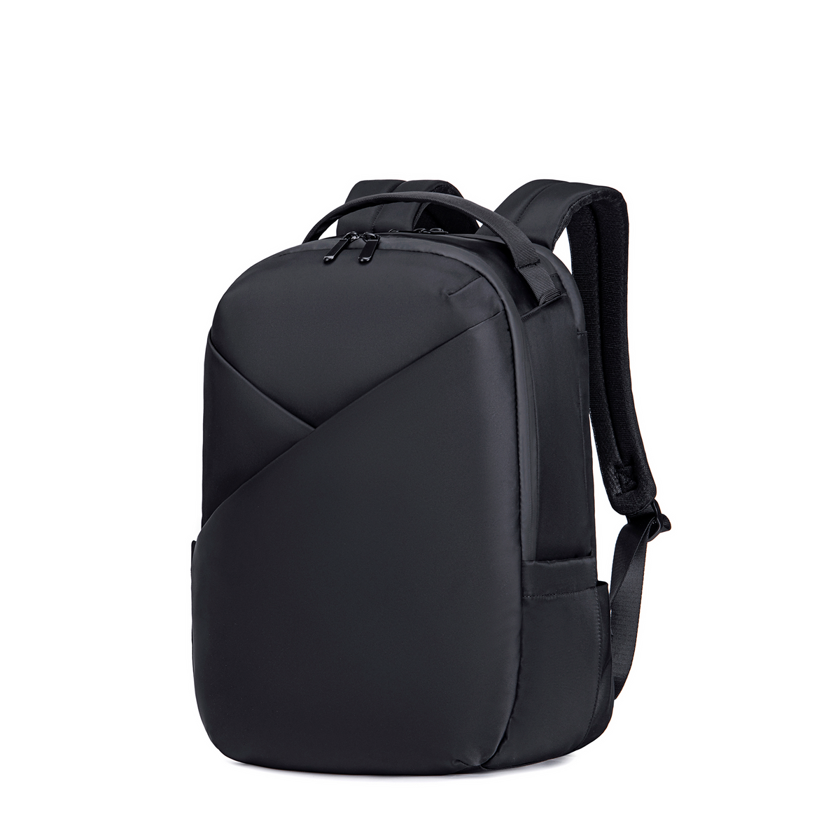 Lux & Nyx Origami Backpack - 16" Laptop Backpack With Trolley Strap - Black - Backpack Quarter View