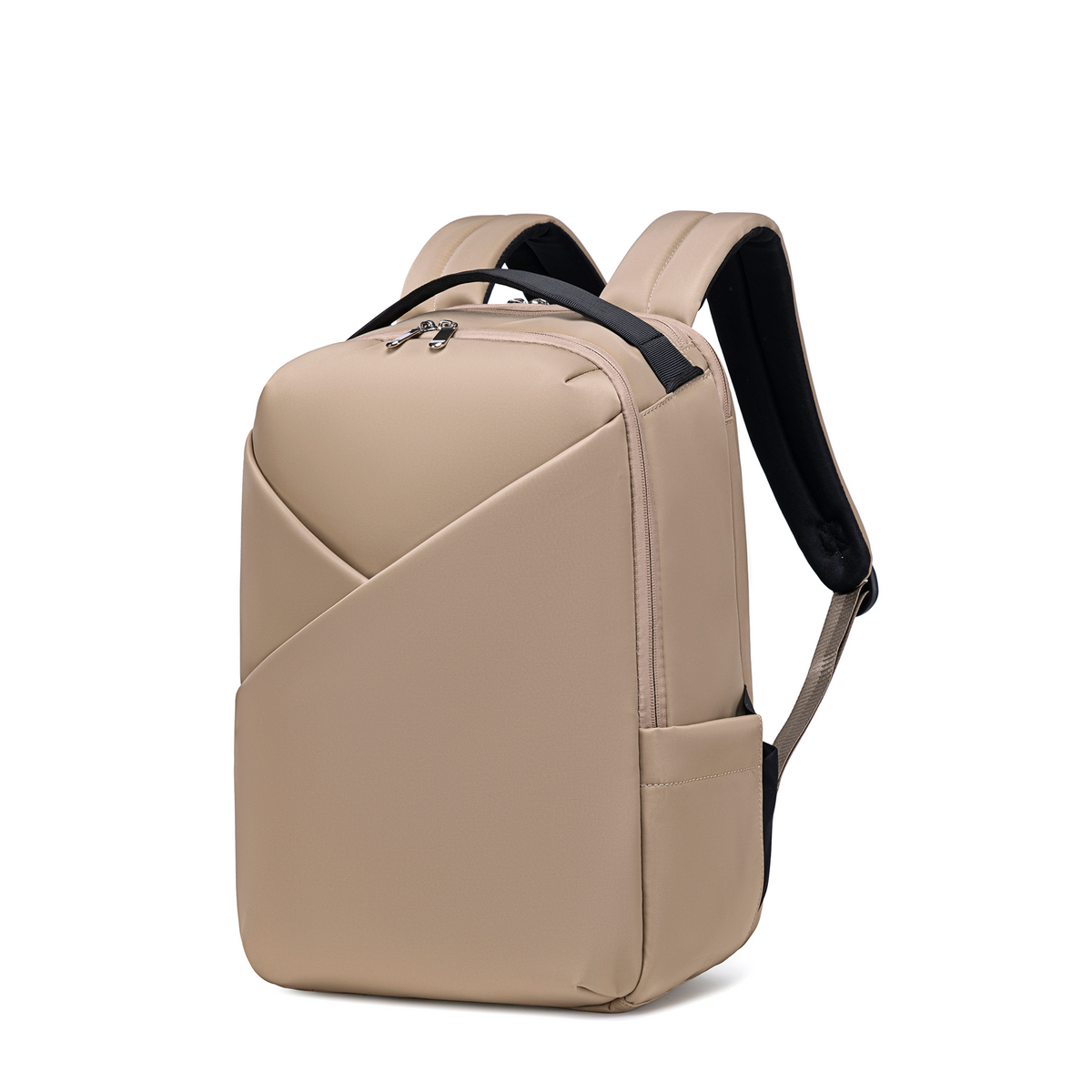Lux & Nyx Origami Backpack - 16" Laptop Backpack With Trolley Strap - 
Champagne Taupe - Backpack Quarter View
