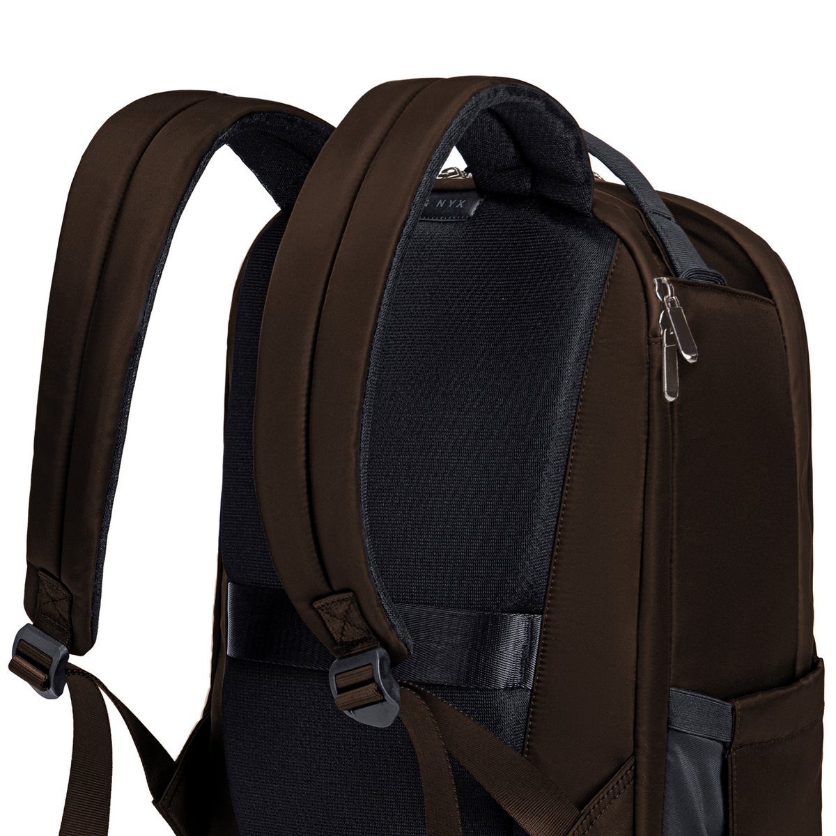 Lux & Nyx Origami Backpack - 16" Laptop Backpack With Trolley Strap - Espresso - Backpack Front View