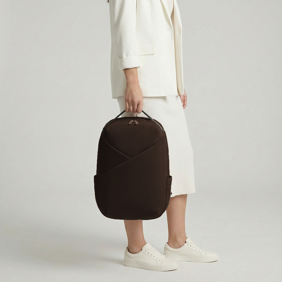 Lux & Nyx Origami Backpack - 16" Laptop Backpack With Trolley Strap - Espresso