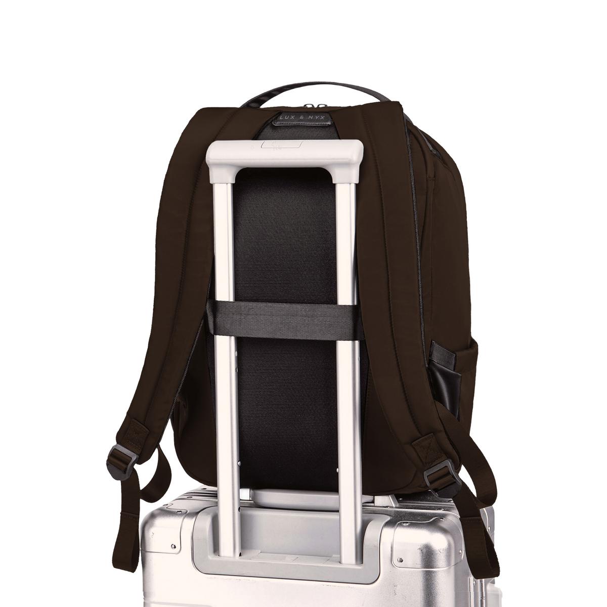 Lux & Nyx Origami Backpack - 16" Laptop Backpack With Trolley Strap - Espresso