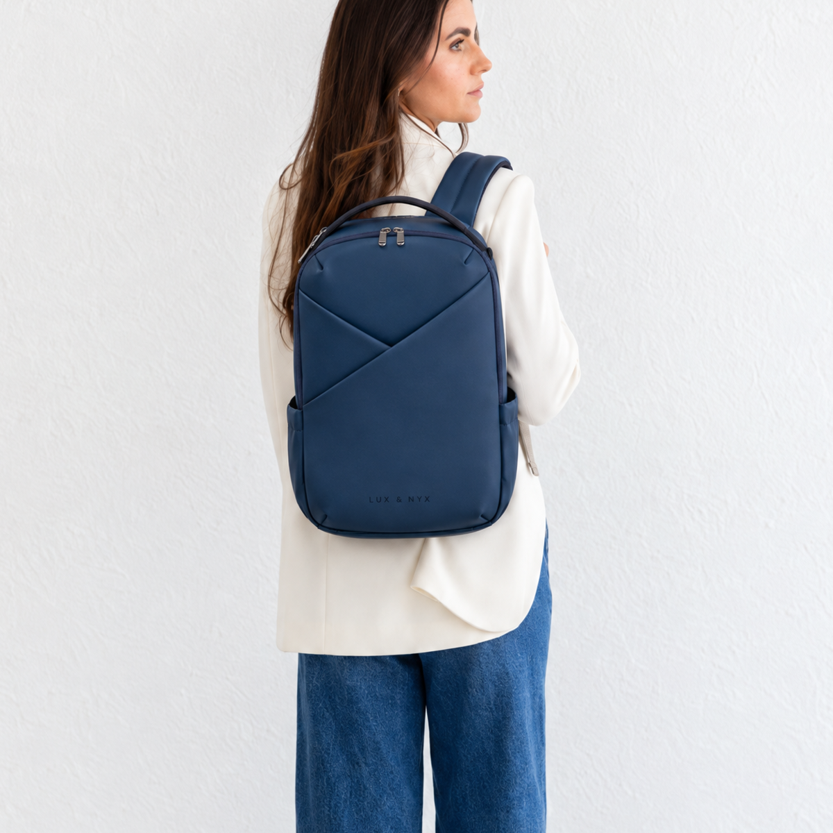 Lux & Nyx Origami Backpack - 16" Laptop Backpack With Trolley Strap - 
Navy - Model 02