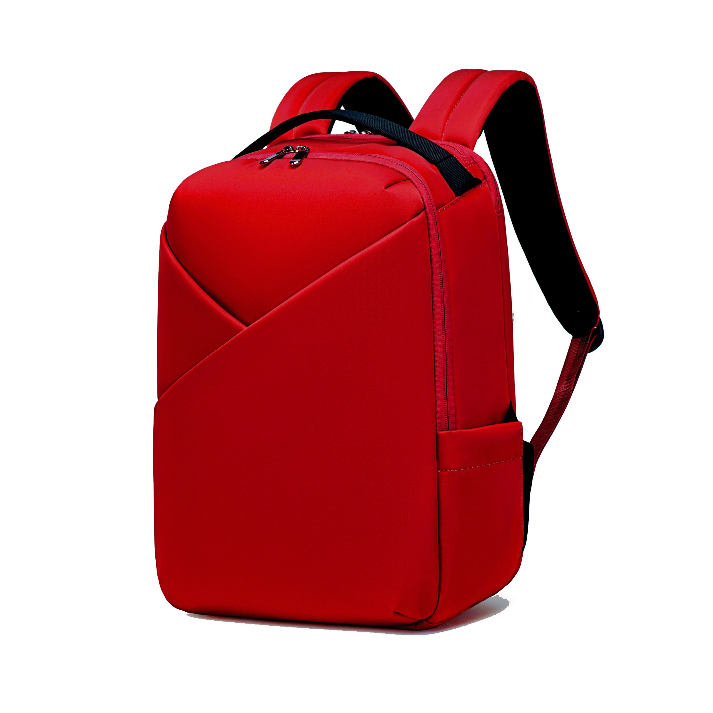 Lux & Nyx Origami Backpack - 16" Laptop Backpack With Trolley Strap - Cardinal Red - Backpack Quarter View