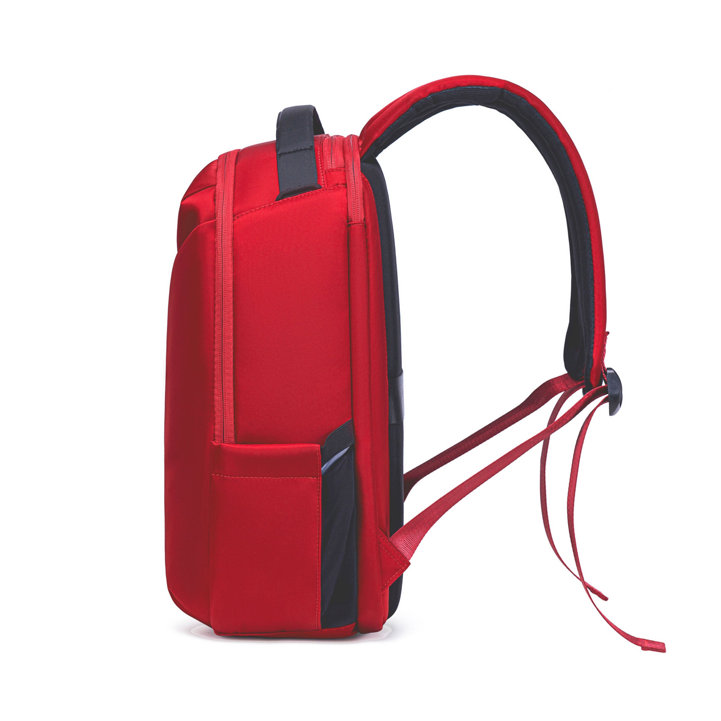 Lux & Nyx Origami Backpack - 16" Laptop Backpack With Trolley Strap - Cardinal Red - Backpack Side View
