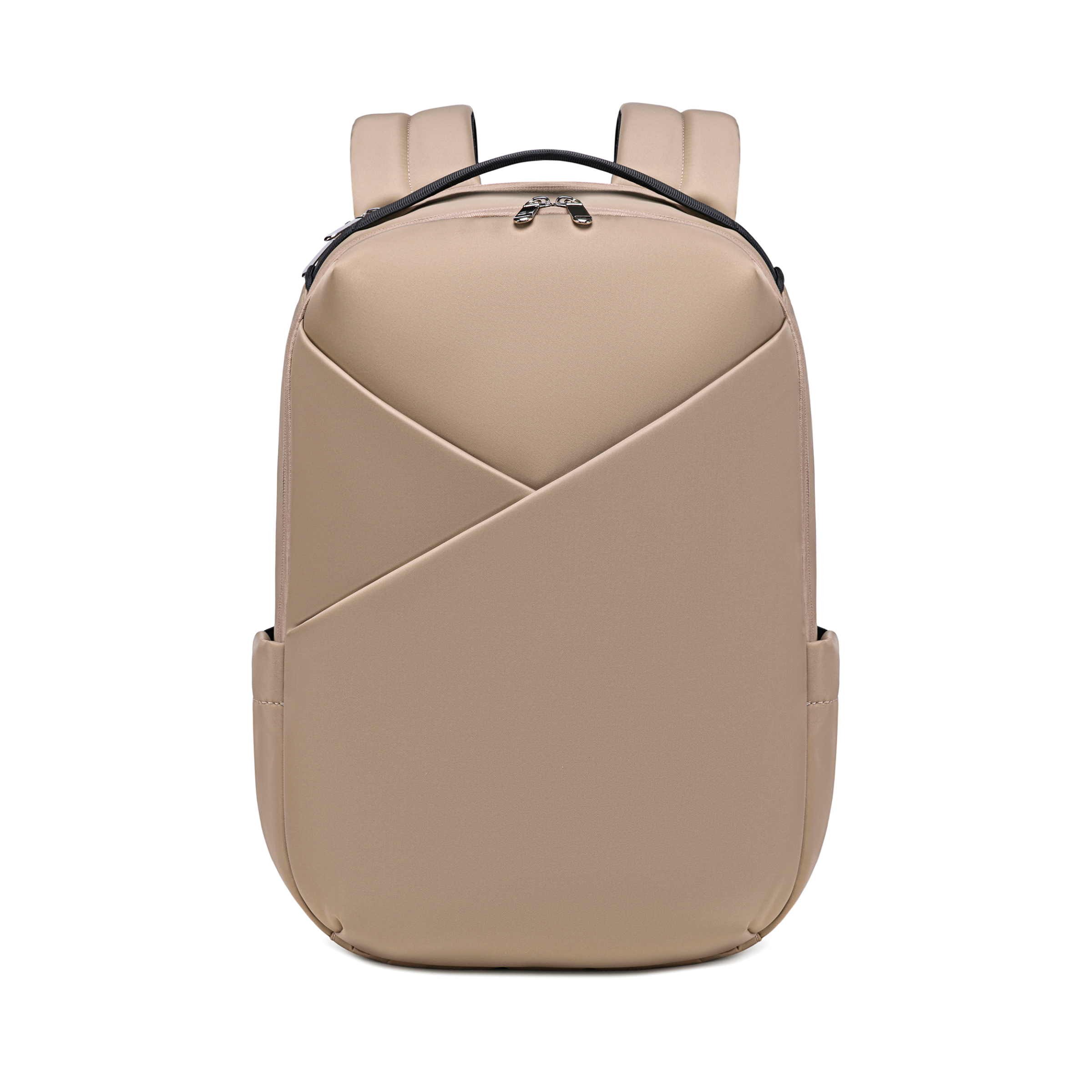 Lux & Nyx Origami Backpack - 16" Laptop Backpack With Trolley Strap - Champagne - Backpack Front View