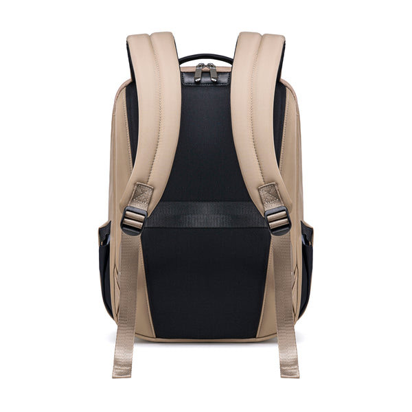 Lux & Nyx Origami Backpack - 16" Laptop Backpack With Trolley Strap - 
Champagne Taupe - Backpack Back View
