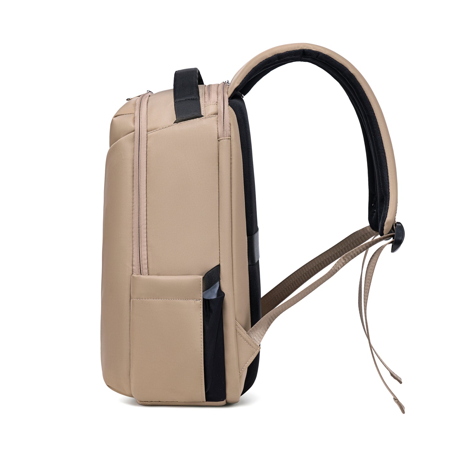 Lux & Nyx Origami Backpack - 16" Laptop Backpack With Trolley Strap - 
Champagne Taupe - Backpack Side View