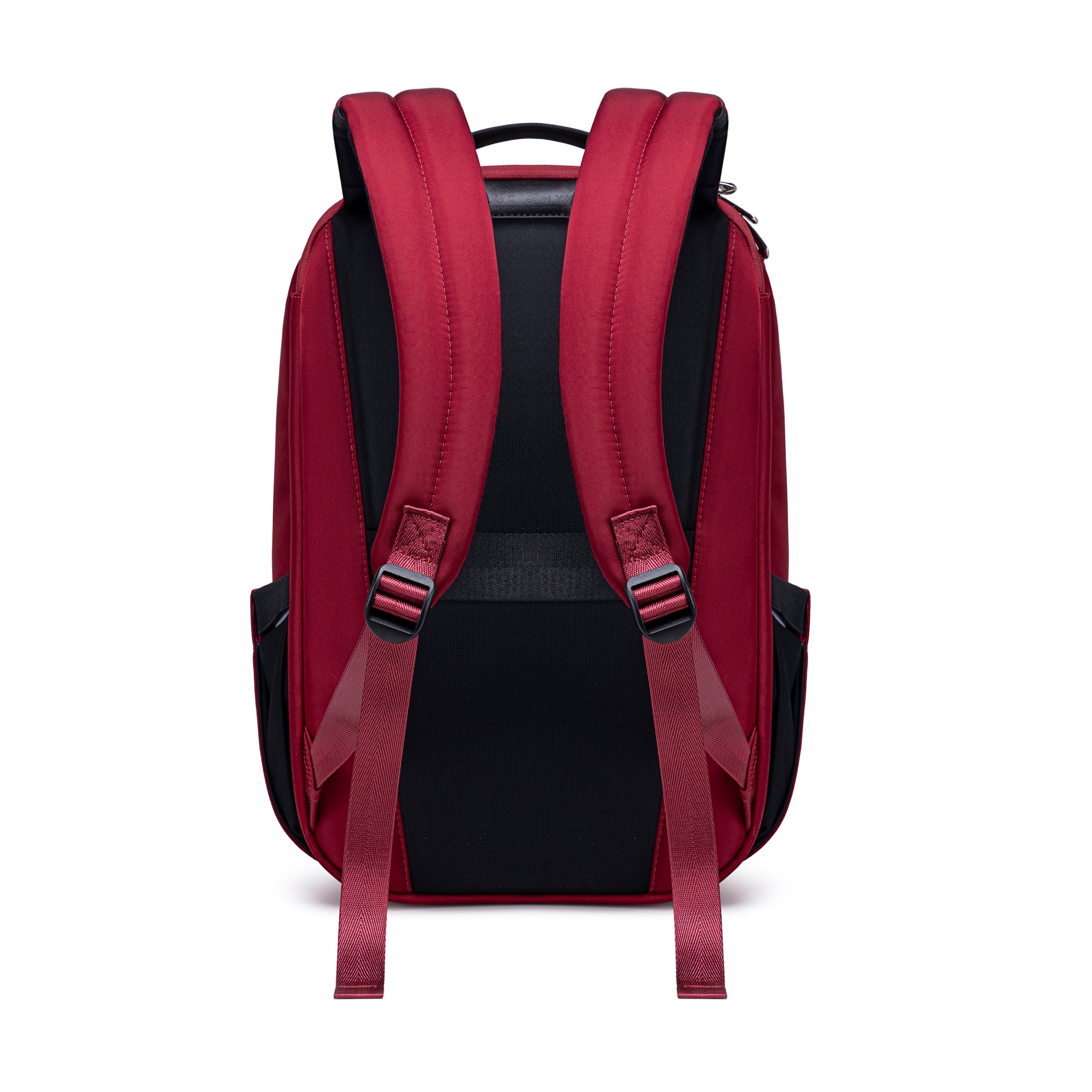 Lux & Nyx Origami Backpack - 16" Laptop Backpack With Trolley Strap - Crimson Red - Backpack Back View