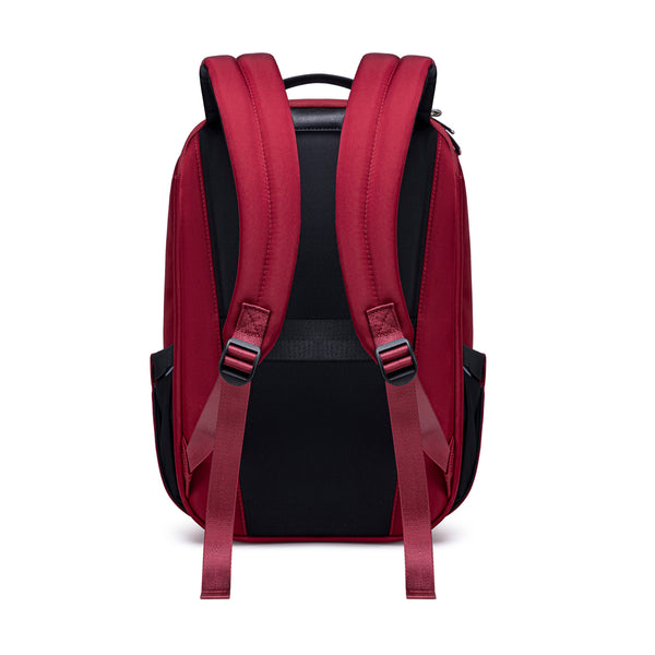 Lux & Nyx Origami Backpack - 16" Laptop Backpack With Trolley Strap - Crimson Red - Backpack Back View