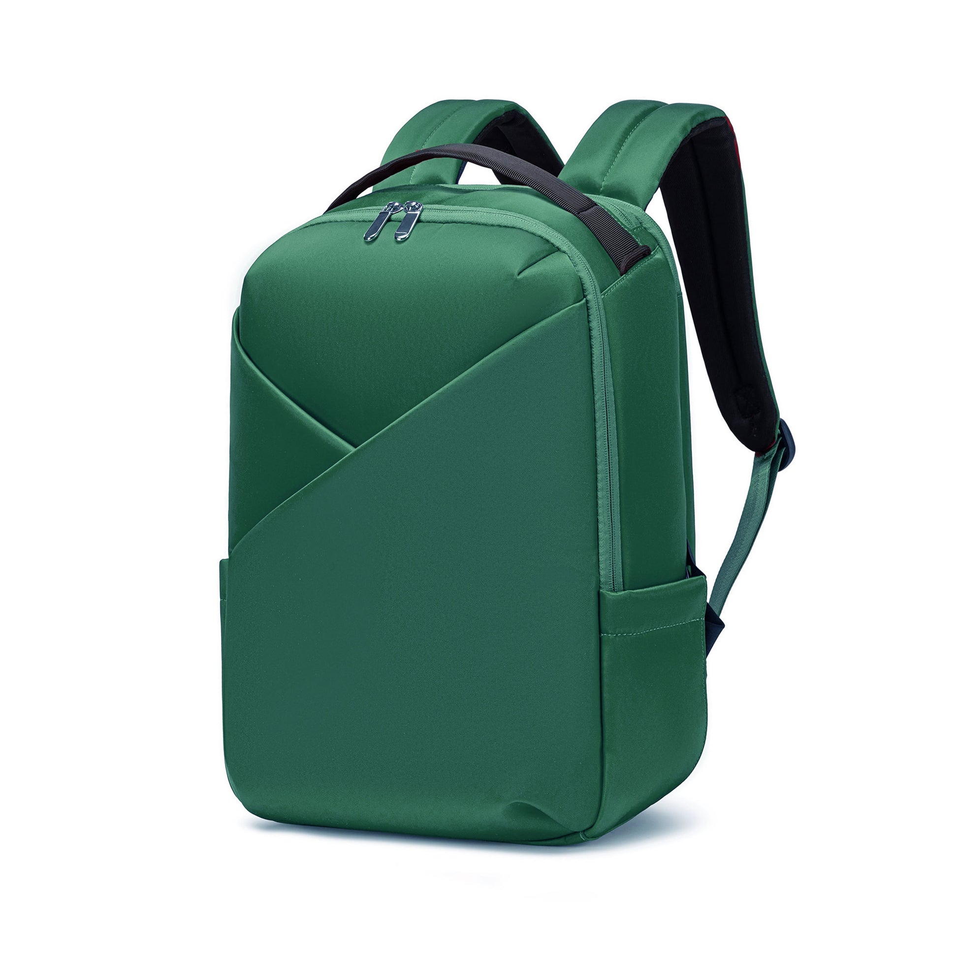 Forest Green backpack with 'Lux & Nyx' branding  - corner view