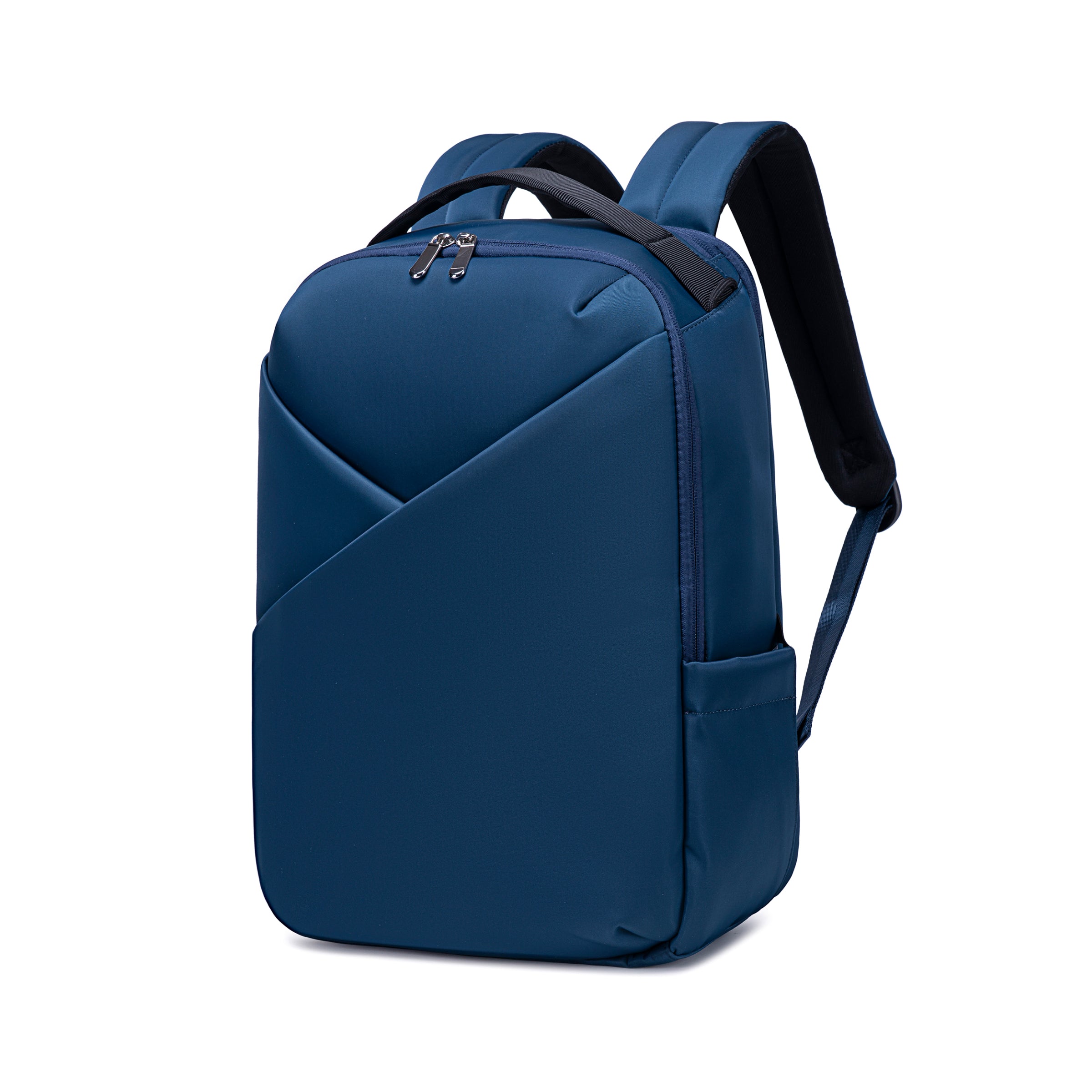 Lux & Nyx Origami Backpack - 16" Laptop Backpack With Trolley Strap - Navy Blue - Backpack Quarter View