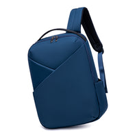 Lux & Nyx Origami Backpack - 16" Laptop Backpack With Trolley Strap - Navy Blue - Backpack Hanging From One of The Straps