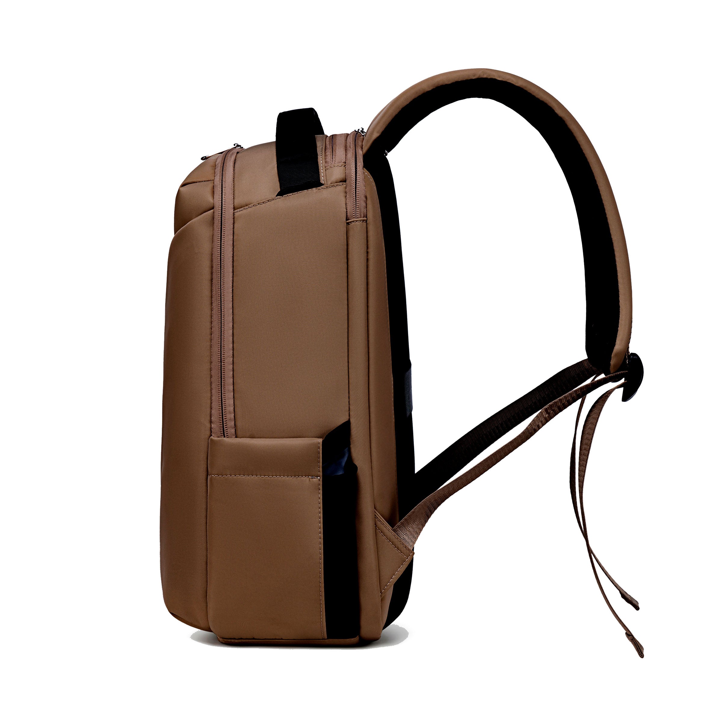 Lux & Nyx Origami Backpack - 16" Laptop Backpack With Trolley Strap - Sepia - Backpack Side View