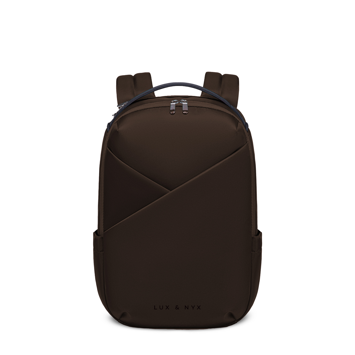 Lux & Nyx Origami Backpack - 16" Laptop Backpack With Trolley Strap - Espresso - Backpack Front View